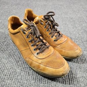 Magnanni Shoes Mens Size 13 Tan‎ Leather Perforated Casual Lace Up Sneakers
